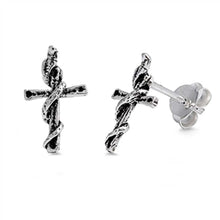 Load image into Gallery viewer, Sterling Silver Cross Shaped Small Stud EarringsAnd Earrings Height 12mm