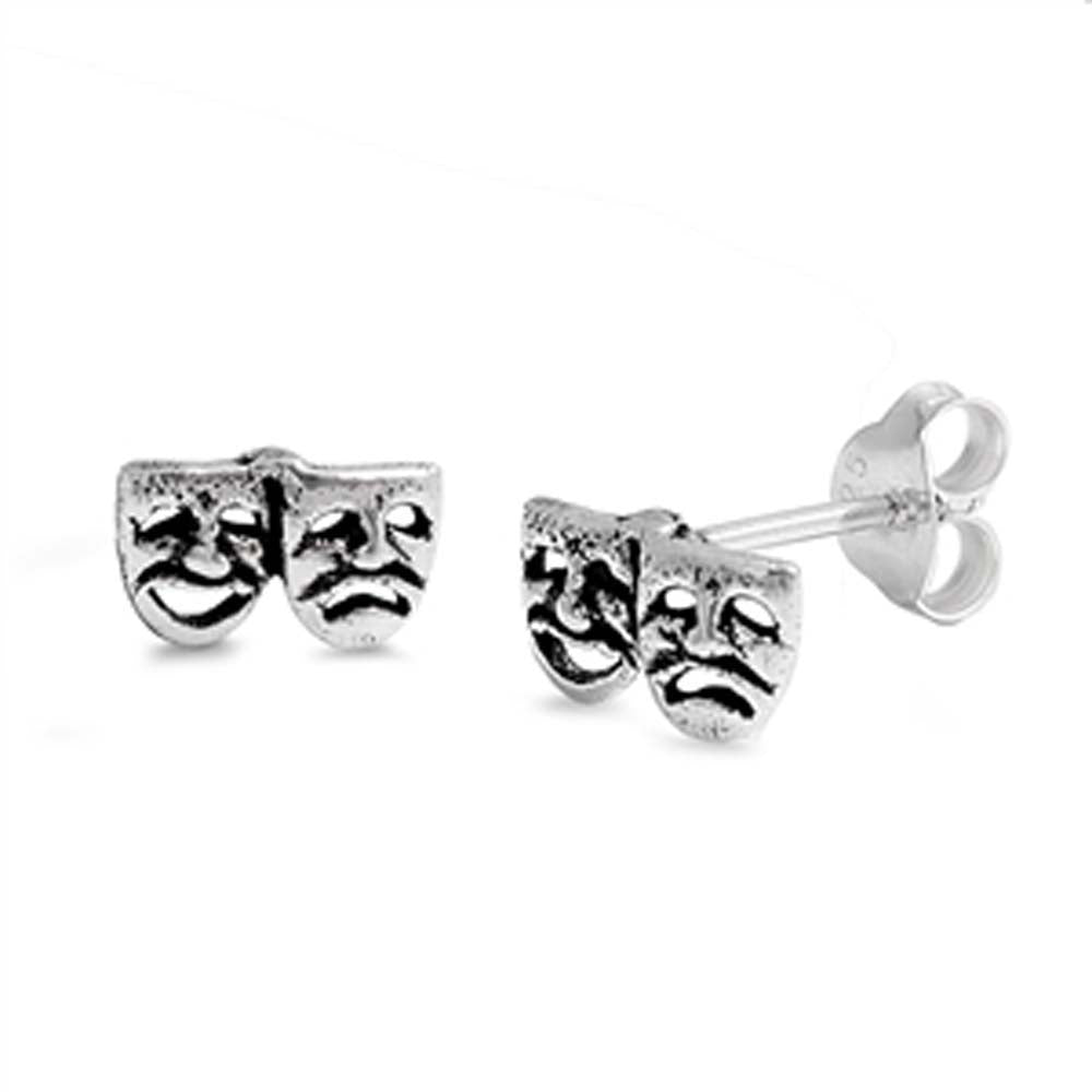 Sterling Silver Smile Now Cry Later Shaped Small Stud EarringsAnd Earrings Height 5mm