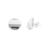 Sterling Silver Dome Round Shaped Plain EarringsAnd Earring Height 11 mm