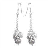 Sterling Silver Hanging Balls Shaped Plain EarringsAnd Earring Height 53 mm