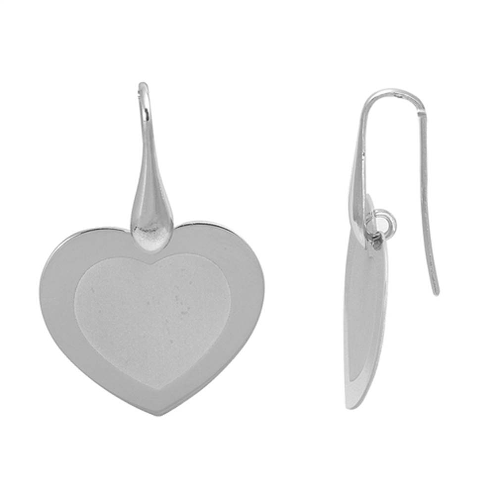 Sterling Silver Heart Shaped Plain EarringsAnd Earring Height 24 mm