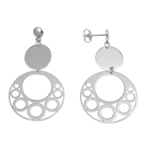 Sterling Silver Rounds Shaped Plain EarringsAnd Earring Height 44 mm