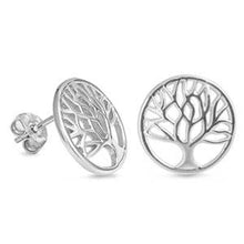 Load image into Gallery viewer, Sterling Silver Tree Of Life Shaped Plain EarringsAnd Earring Height 15 mm