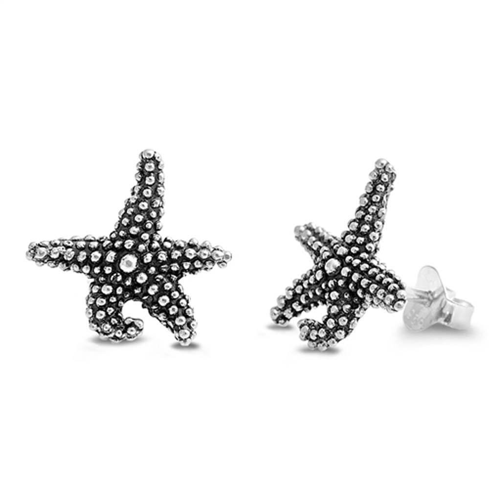 Sterling Silver Starfish Shaped Small Stud EarringsAnd Earrings Height 13mm