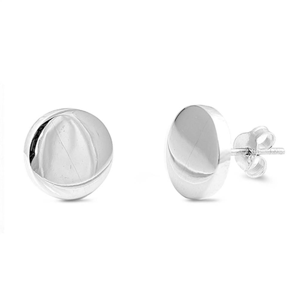 Sterling Silver Round Shaped Small Stud EarringsAnd Earrings Height 10mm