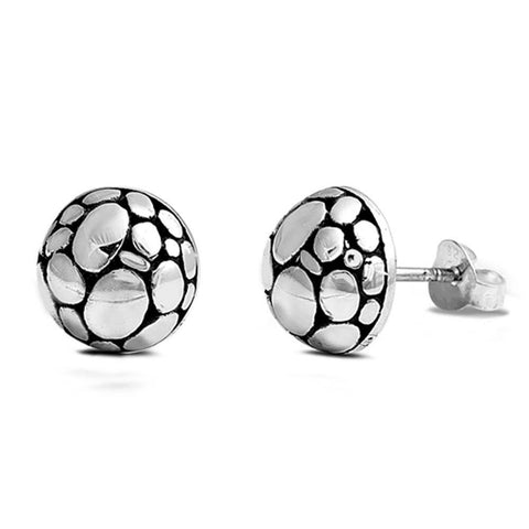 Sterling Silver Bali Round Shaped Plain EarringsAnd Earring Height 10 mm