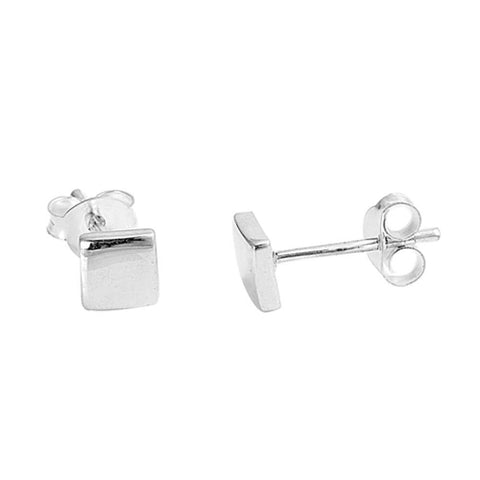 Sterling Silver Square Shaped Small Stud EarringsAnd Earring Height 5mm