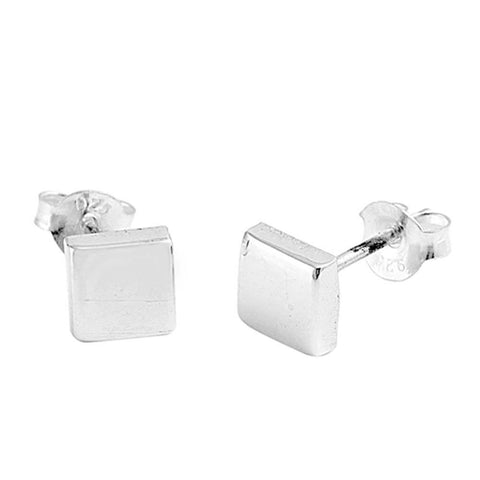 Sterling Silver Square Shaped Small Stud EarringsAnd Earrings Height 6mm