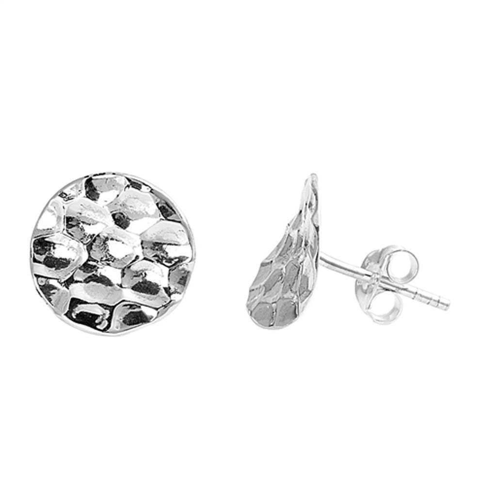 Sterling Silver Round Shaped Small Stud EarringsAnd Earrings Height 6mm