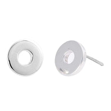 Load image into Gallery viewer, Sterling Silver Round With Hole Shaped Small Stud EarringsAnd Earrings Height 10mm