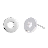 Sterling Silver Round With Hole Shaped Small Stud EarringsAnd Earrings Height 10mm