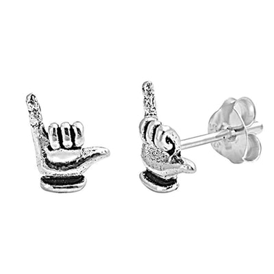 Sterling Silver Hawaiian Shaka SmallStud Earrings