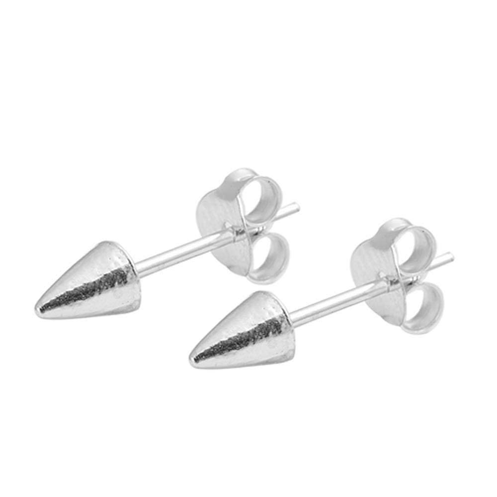 Sterling Silver Spike Shaped Small Stud EarringsAnd Earrings Height 5mm
