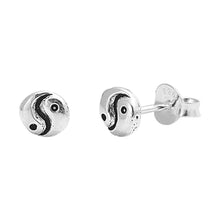 Load image into Gallery viewer, Sterling Silver Yin Yang Shaped Small Stud EarringsAnd Earrings Height 5mm