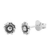 Sterling Silver Flower Shaped Small Stud EarringsAnd Earrings Height 5mm