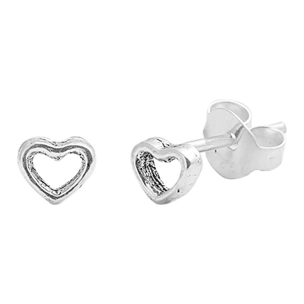 Sterling Silver Heart Shaped Small Stud EarringsAnd Earrings Height 3mm