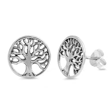 Load image into Gallery viewer, Sterling Silver Tree OF Wisdom Shaped Small Stud Earrings