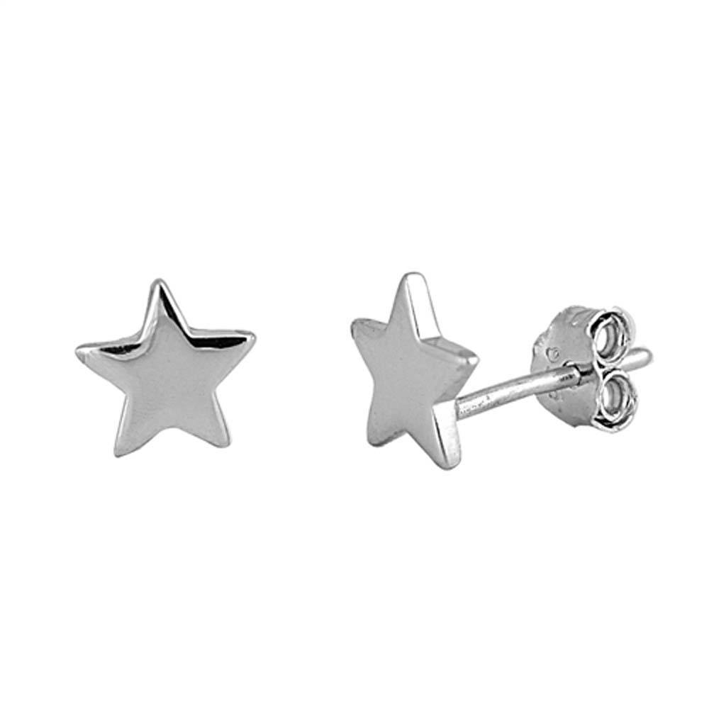 Sterling Silver Stars Shaped Small Stud EarringsAnd Earrings Height 7mm