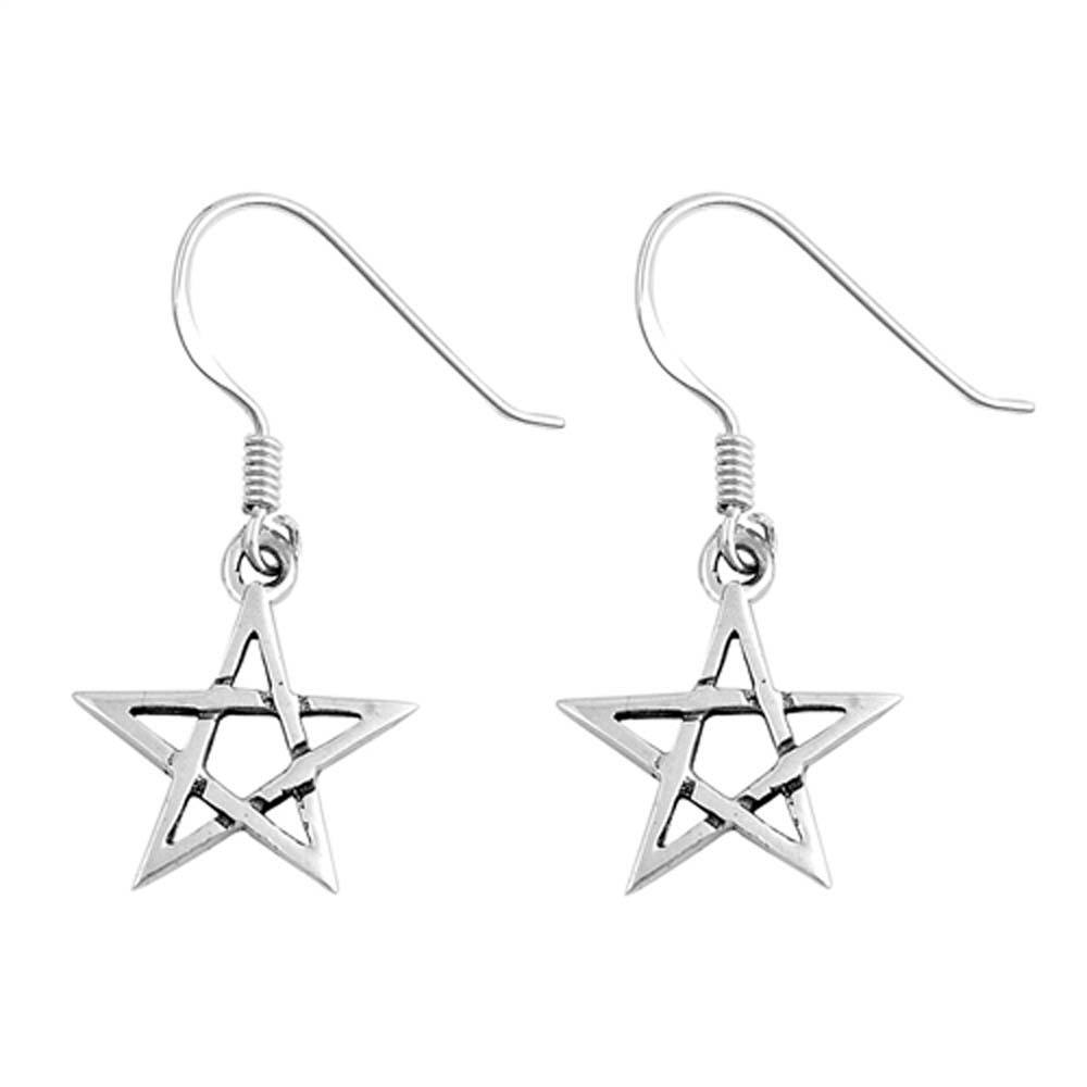 Sterling Silver Devil Star Shaped Plain EarringsAnd Earring Height 14 mm