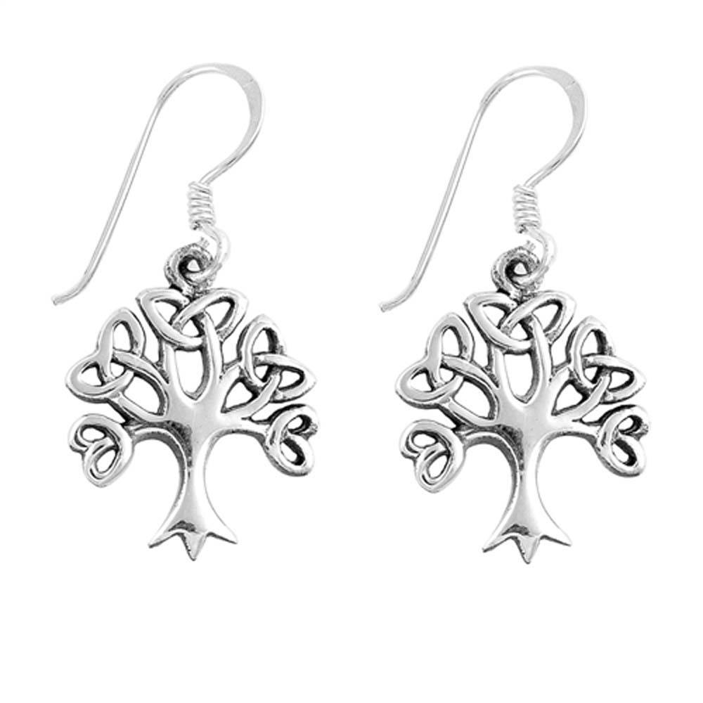 Sterling Silver Tree Of Life Shaped Plain EarringsAnd Earring Height 16 mm