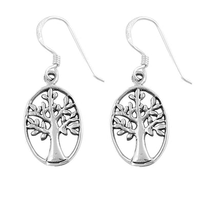 Sterling Silver Tree Of Life Shaped Plain EarringsAnd Earring Height 16 mm