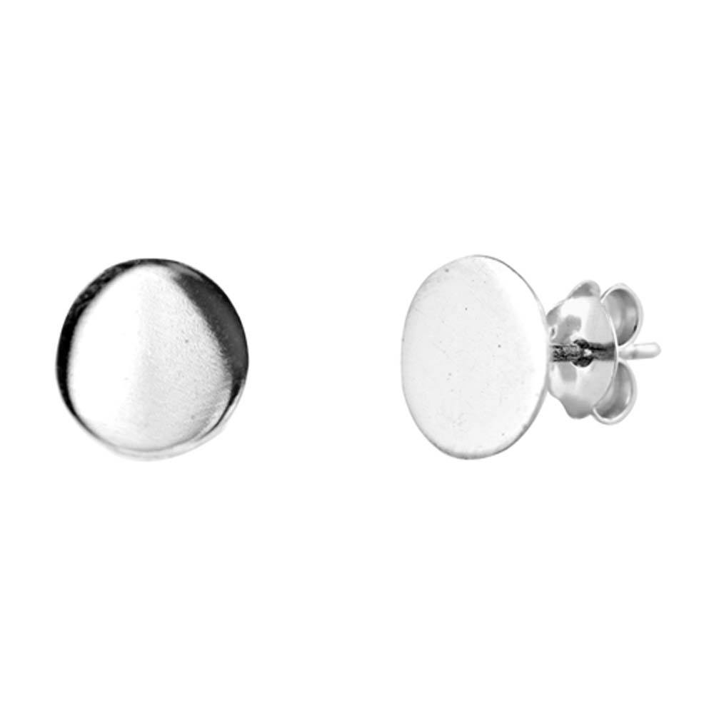 Sterling Silver Large Circle Shaped Small Stud EarringsAnd Earrings Height 7mm