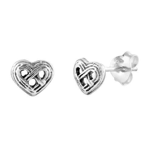 Sterling Silver Heart Shaped Small Stud EarringsAnd Earrings Height 5mm