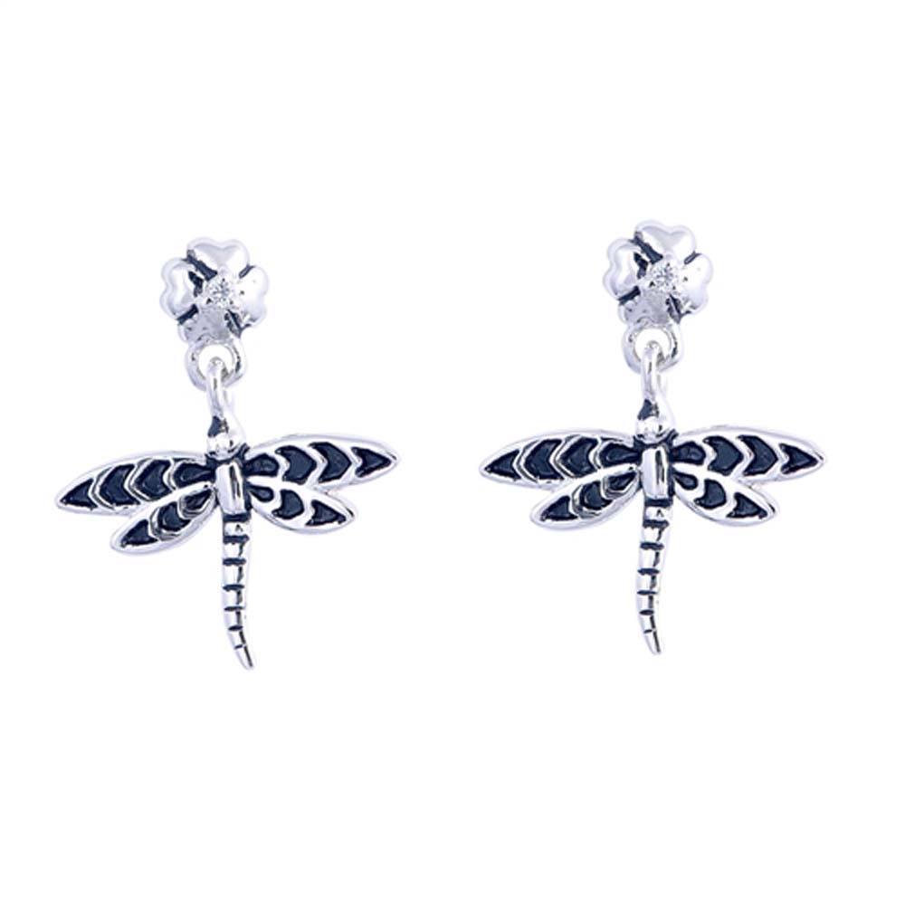 Sterling Silver Dragonfly Shaped Small Stud EarringsAnd Earrings Height 10mm