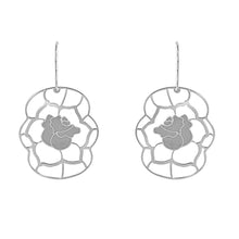 Load image into Gallery viewer, Sterling Silver Rose Shaped Small Stud EarringsAnd Earrings Height 34mm