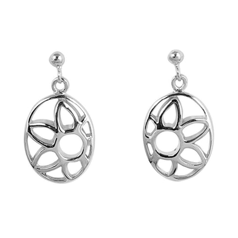 Sterling Silver Flower Shaped Plain EarringsAnd Earring Height 24 mm