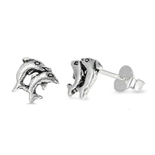 Load image into Gallery viewer, Sterling Silver Dolphins Shaped Small Stud EarringsAnd Earrings Height 7mm