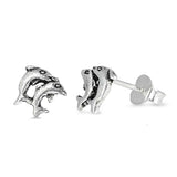 Sterling Silver Dolphins Shaped Small Stud EarringsAnd Earrings Height 7mm