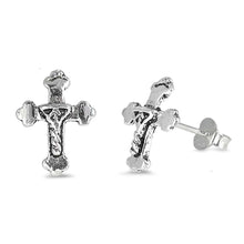 Load image into Gallery viewer, Sterling Silver Cross Shaped Small Stud EarringsAnd Earrings Height 10mm