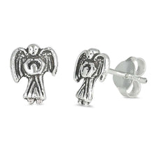 Load image into Gallery viewer, Sterling Silver Angel Shaped Small Stud EarringsAnd Earrings Height 9mm