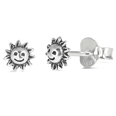 Sterling Silver Sun Shaped Small Stud EarringsAnd Earrings Height 5mm