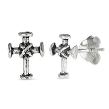 Load image into Gallery viewer, Sterling Silver Cross Shaped Small Stud EarringsAnd Earrings Height 9mm
