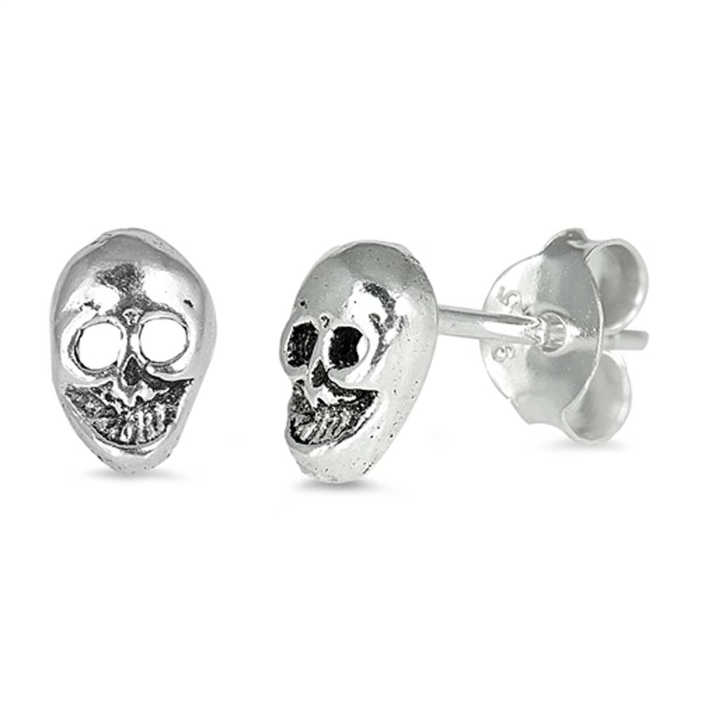 Sterling Silver Skull Shaped Small Stud EarringsAnd Earrings Height 5mm
