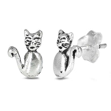 Load image into Gallery viewer, Sterling Silver Cat Shaped Small Stud EarringsAnd Earrings Height 8mm