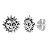 Sterling Silver Sun Shaped Small Stud EarringsAnd Earrings Height 8mm