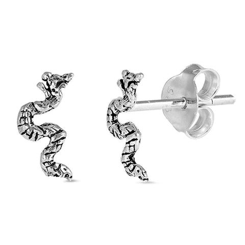 Sterling Silver Snake Shaped Small Stud EarringsAnd Earrings Height 5mm