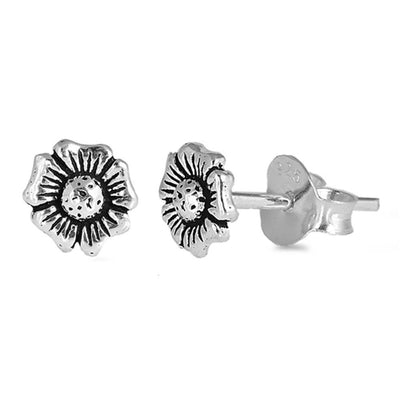 Sterling Silver Flower Shaped Small Stud EarringsAnd Earrings Height 5mm