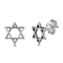 Load image into Gallery viewer, Sterling Silver Jewish Star Shaped Small Stud EarringsAnd Earrings Height 5mm