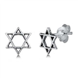 Sterling Silver Jewish Star Shaped Small Stud EarringsAnd Earrings Height 5mm