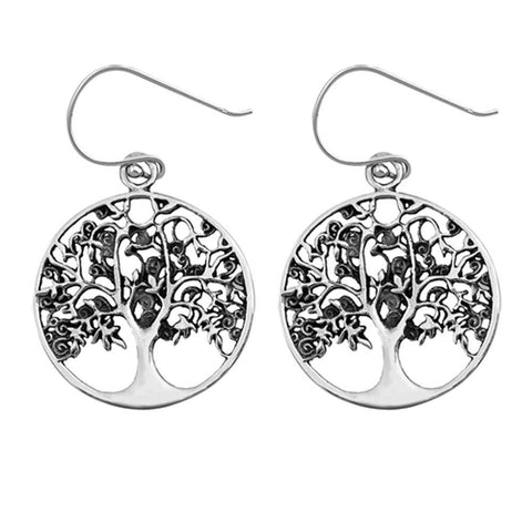 Sterling Silver Tree Of Life Shaped Plain EarringsAnd Earring Height 23 mm