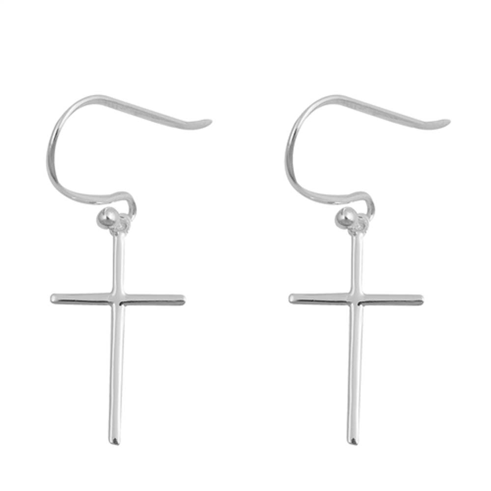 Sterling Silver Plain Cross Small Stud EarringsAnd Earrings Height 20mm