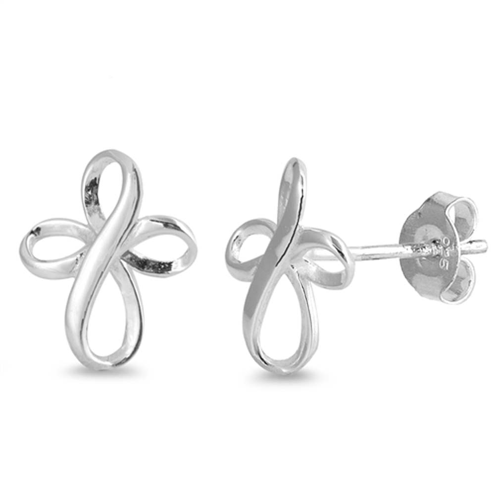 Sterling Silver Cross Shaped Small Stud EarringsAnd Earring Height 11mm
