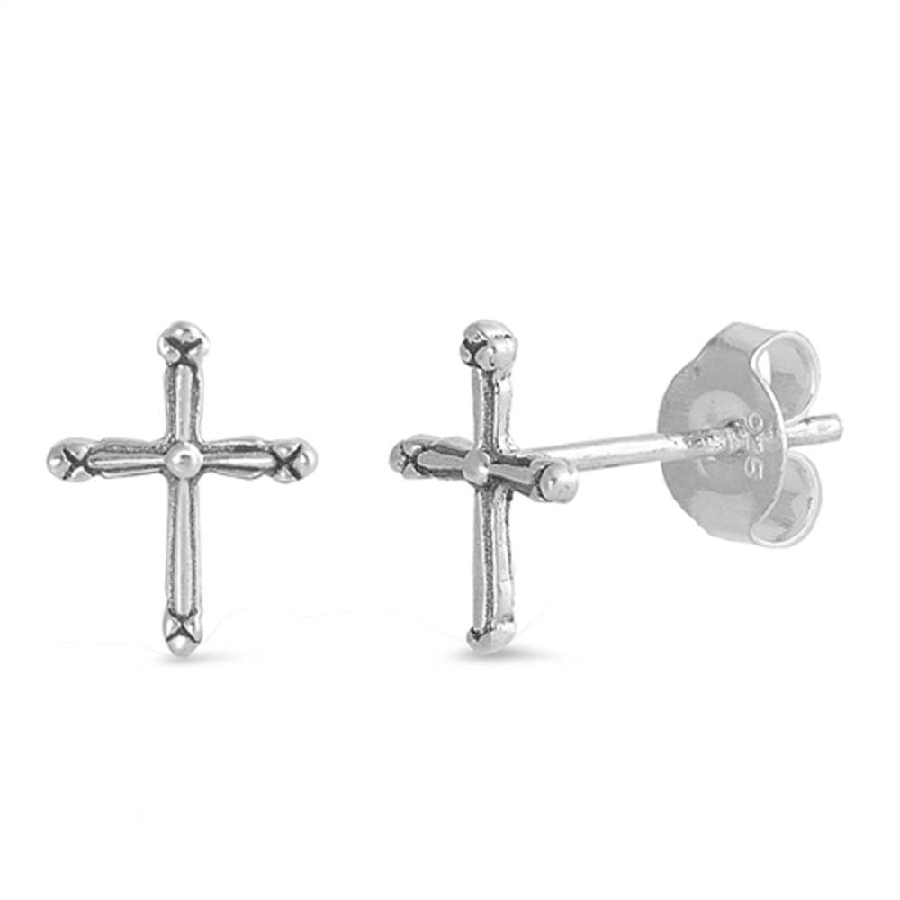 Sterling Silver Cross Small Stud EarringsAnd Earrings Height 9mm
