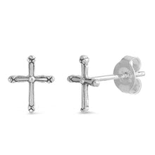 Load image into Gallery viewer, Sterling Silver Cross Small Stud EarringsAnd Earrings Height 9mm