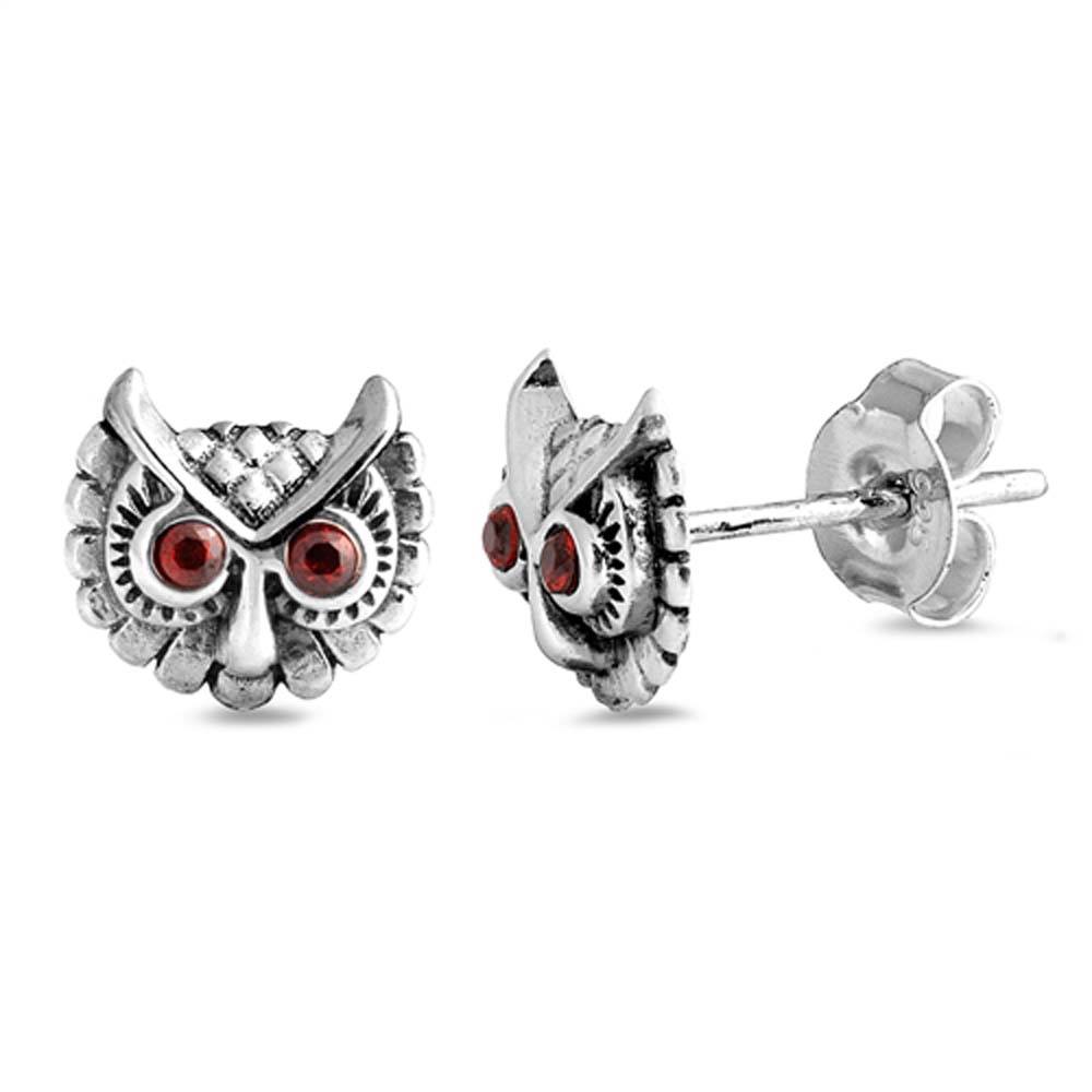 Sterling Silver Owl Head Small Stud EarringsAnd Earrings Height 8mm