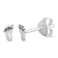 Load image into Gallery viewer, Sterling Silver Feet Shaped Small Stud EarringsAnd Earrings Height 6mm